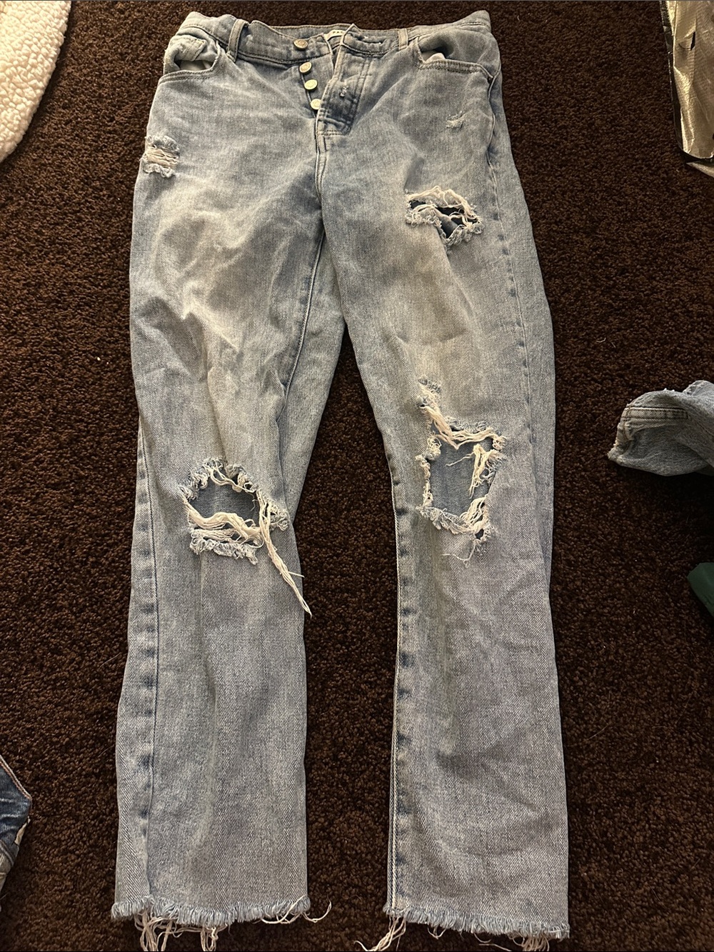 PacSun Light Blue Distressed Straight-Leg Jeans